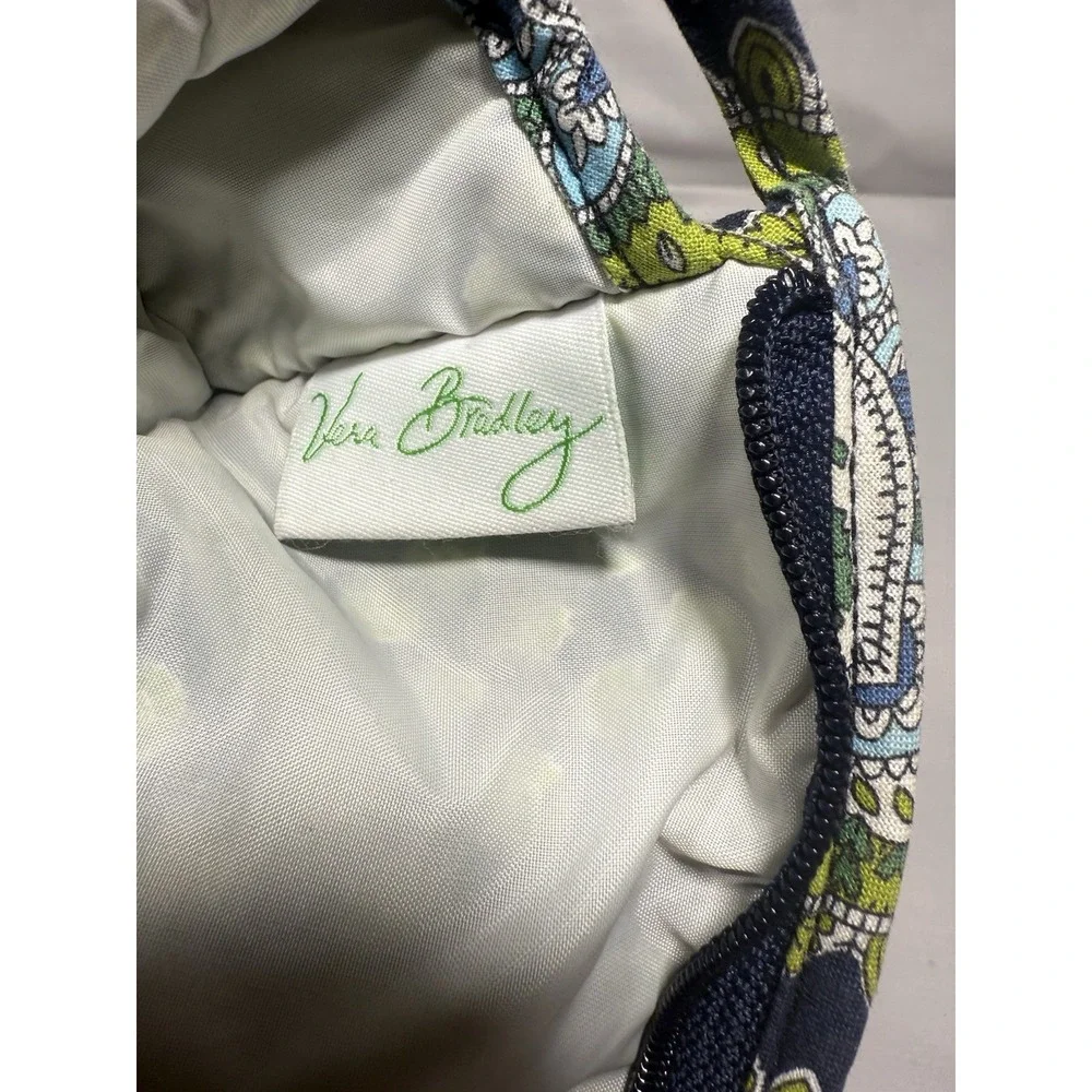 Vera Bradley Makeup Bag Cambridge Blue‎ Green Medallion Travel Case EUC